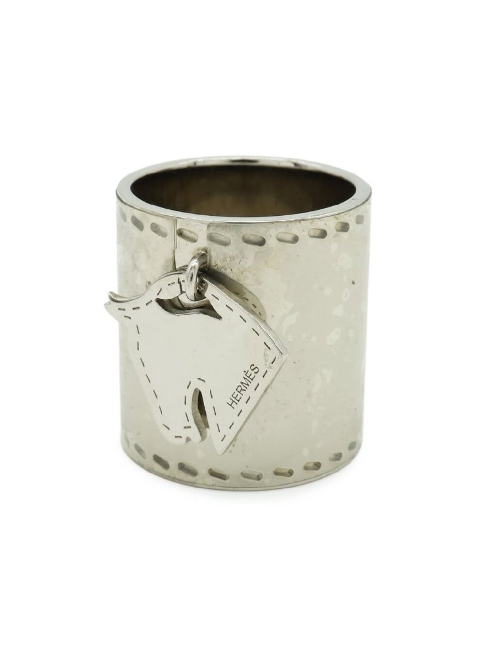 Hermes Cheval Scarf Ring Horse Motif Metal Silver